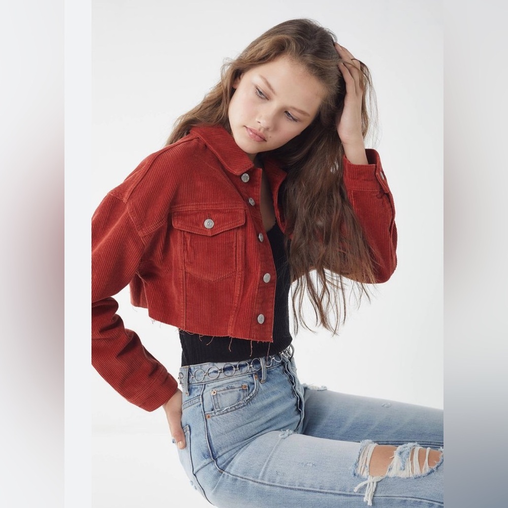BDG urban outfitters corduroy raw hem crop jacket SZ M